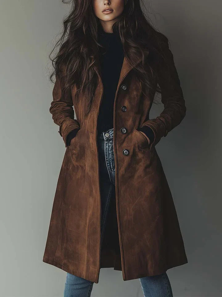Manteau Élégant à Texture Suédée